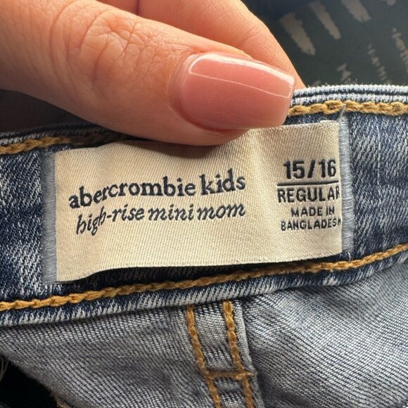 Abercrombie Kids Youth Girls Acid Wash High Rise Mini Mom Denim Jeans Size 15/16 - Picture 3 of 4